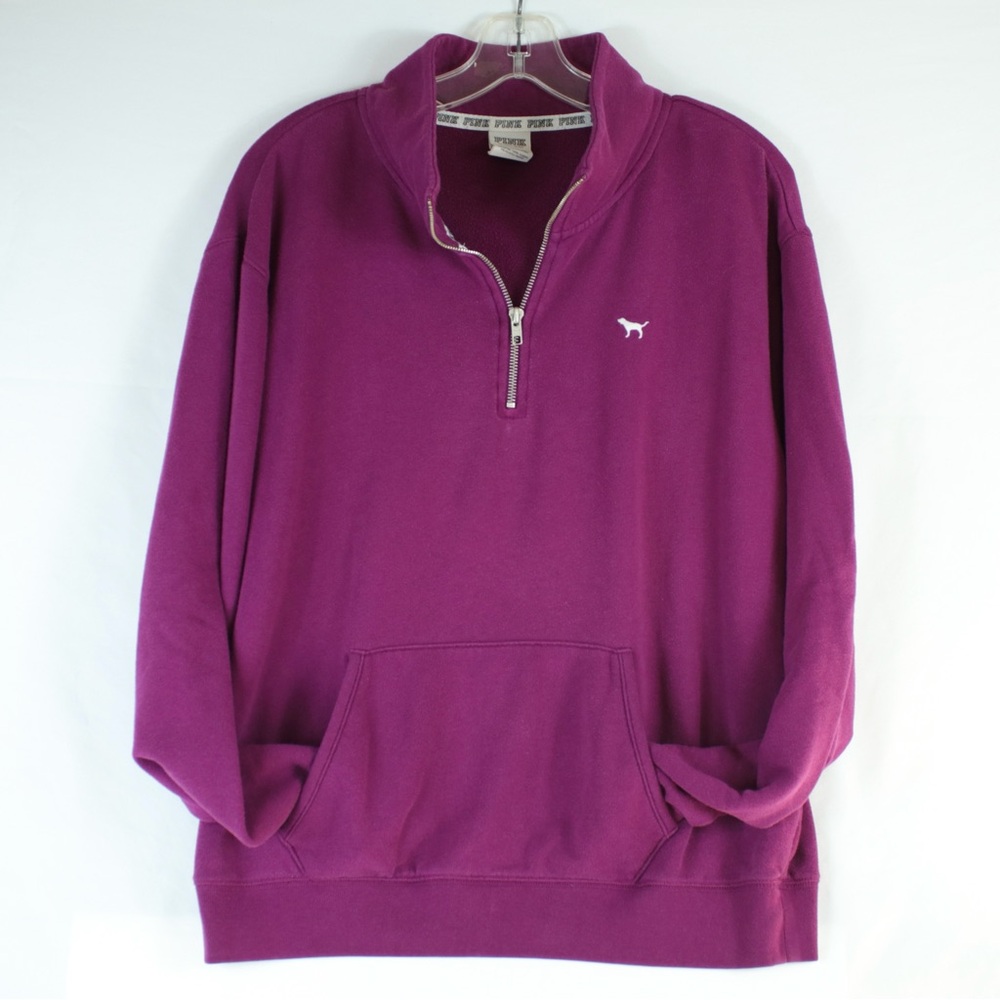 Pink Victoria’s Secret Purple Quarter Zip Sweatshirt Sweater Womens Size M